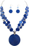 Layered Beads Statement Fashion Necklace Chunky Jewelry Set Big Colorful Glass Stone Circle Shell Pendant Choker Necklace and Earring Set for Wome...