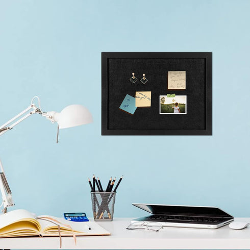 Cork Board Bulletin Board, Black Frame Cork Boards for Walls with Felt, Decorative Hanging Pin Board for Home School Office, Vision Board(4333,Bla...