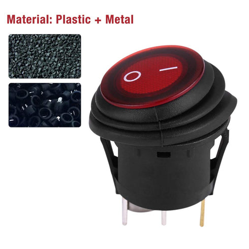 2pcs Rocker Switch,Red LED Light 12V 20A 3Pin Car Auto Boat Round On-Off Rocker Toggle Switch...
