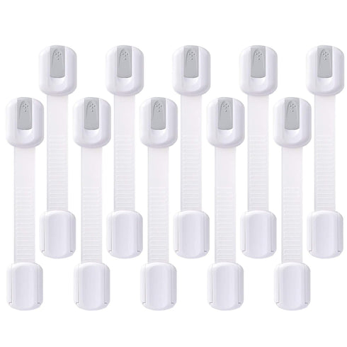 Goodv Child Safety Cabinet Locks - (10 Pack) Baby Proofing Latches to Drawer Door Fridge Oven Toilet Seat Kitchen Cupboard Appliance Trash Can wit...