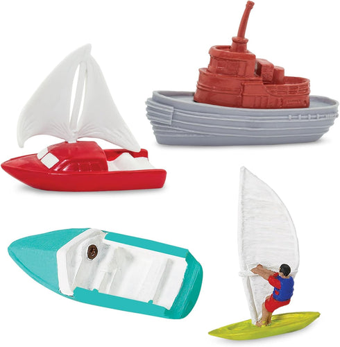 Safari Ltd. In the Water TOOB - Figurines of Jet Ski, Raft, Submarine, Motorboat, Windsurfer, Battleship, Cruise, Steam, Sail, Tug, Cargo Boat - E...