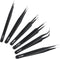 6 Pcs Precision Tweezers Set, Premium Non-Magnetic Stainless Steel Tweezer, ESD Curved of Tweezers for Electronics, Craft, Laboratory Work, Jewelr...