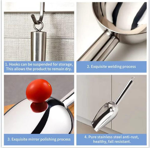 Ice Scoop 8oz, 9.9 Inch Small Stainless Steel Metal Food Scoops for Kitchen Bar Party Wedding, Superb mirror polish surface, Heavy Duty & Anti Rus...