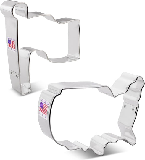 USA Cookie Cutters 2-Pc. Set Made in the USA by Ann Clark, USA Map, American Flag...