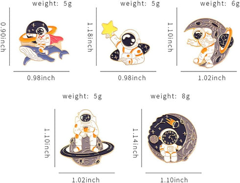 Enamel Lapel Pins Set Brooches Pin Badges Astronaut Brooch Pins for Backpacks Clothes Bags...