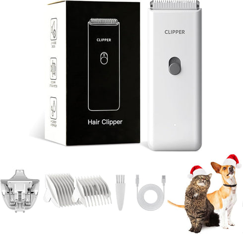2-in-1 Professional Dog Grooming Kit - Low Noise, Waterproof, USB Rechargeable, and Safe Ceramic Blade - Gift for Dogs and Cats (White)...