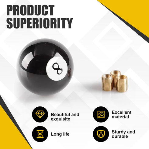 1 PC Car Gear Stick Handle, 2.16" Personalized Billiard Ball 8-Shaped Manual Shift Handle, General Automobile Modification Accessory, for Most Man...