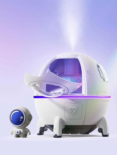 Space Capsule Air Humidifier 220ML with LED light, USB Ultrasonic Cool Mist Humidifier, Nursery Portable, Raindrop Car, Astronaut Antigravity, Cut...