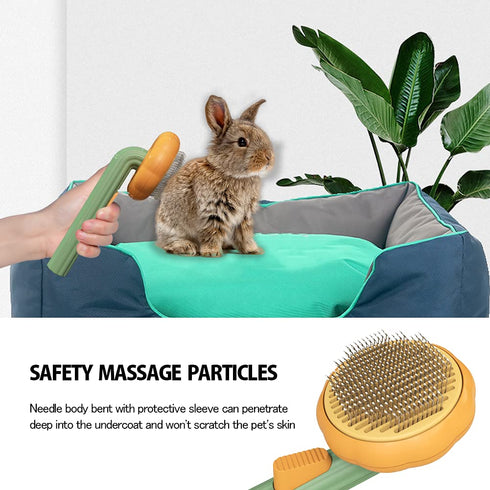 Cat Brush with Release Button, Cute Pumpkin Shape Groom and Clean Dog Comb with Release Button, Self Cleaning Doodle Brush for Cats Dogs Puppy Rab...