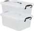 Readsky 8 Quart Lidded Storage Bins Plastic Storage Containers, Clear and Black, 2 Packs...