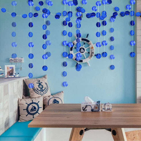 Cheerland Royal Blue Circle Garland Glitter Hanging Polka Dots Streamer Banner Backdrop Kids Birthday Party Decoration Wedding Graduation Ramadan ...