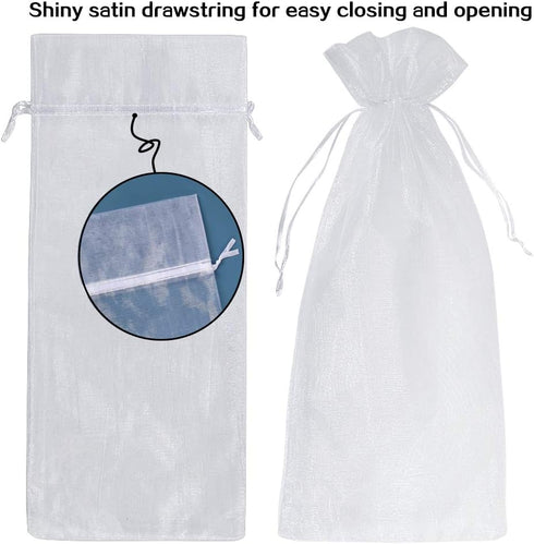 HRX Package 30pcs White Organza Wine Bags, Sheer Mesh Wine Gift Pouches Bottle Covers Dresses Drawstring for Christmas...