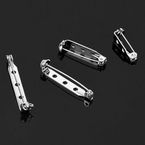 50 Pcs Brooch Pins, Silver Bar Pins, Secure Back Clasp with Back Bar Fastener, Pin Badge Backs with Holes, 4-Size Pack of Safety Pins (50)...