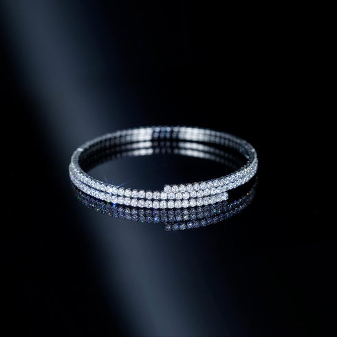 Cubic Zirconia Adjustable Cuff Bracelet for Women Men, White Gold Plated CZ Bracelet and Anklets Chain...