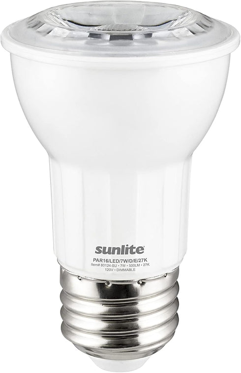 Sunlite 80124 LED PAR16 Long Neck Recessed Spotlight Bulb, 7 Watt, (75W Halogen Replacement), 500 Lumens, Medium (E26) Base, Dimmable, ETL Listed,...