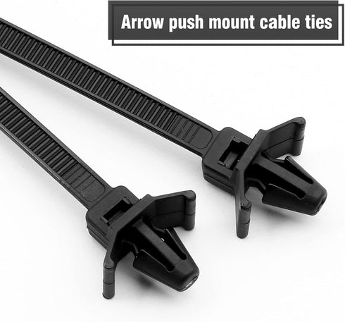 50 Pcs Black Nylon Push Mount Cable Zip Tie,120mm / 4.7Inch Arrow Push Mount Cable Ties, Multi-Purpose Self-locking Wire Wrap Strap...