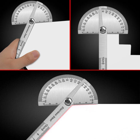 Atoplee Stainless Steel Protractor 0-180° Round Head Protractor - Angle Finder Craftsman Ruler Machinist Tool Ruler Adjustable Woodworking Angle M...