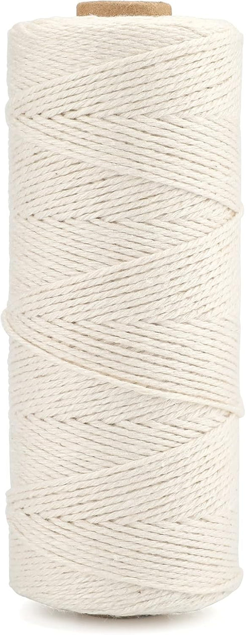 G2PLUS White String,1MM White Cotton String,656Feet Cooking Twine String,Bakers Twine for Cooking,Food Safe Cotton Kitchen String Butchers Twine f...