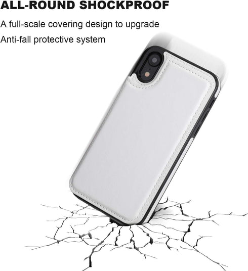 iPhone XR Wallet Case with Card Holder, Premium PU Leather Kickstand Card Slots Case,Double Magnetic Clasp and Durable Shockproof Cover for iPhone...