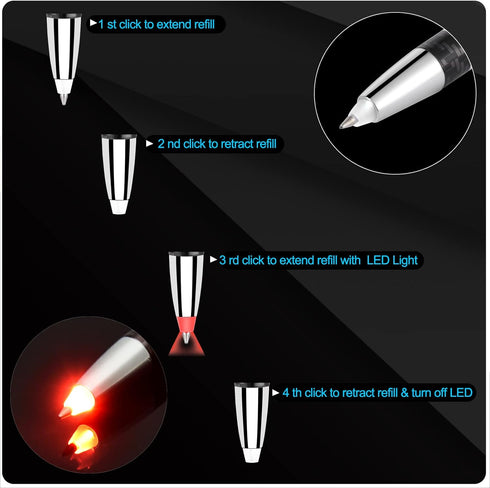 Pen with Light, 3-in-1 Lighted Tip Pen with Capacitive Stylus (LED Light + Ballpoint Pen+ Stylus) Light Up Pen LED Penlight Lighted Pens for Writi...