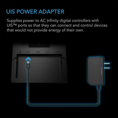 AC Infinity UIS Power Adapter, Outlet Plug with Charger Cable Cord for Digital Controllers not Powered by UIS Devices...