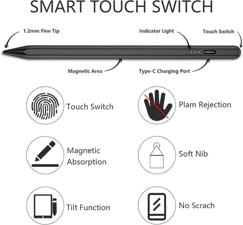 Stylus Pen for iPad 9th Gen, iPad 10th Gen, Apple iPad Pencil for iPad(2018-2023), iPad Pro11/iPad Pro12.9 3/4/5/6th Gen, iPad Air 3/4/5, iPad Min...