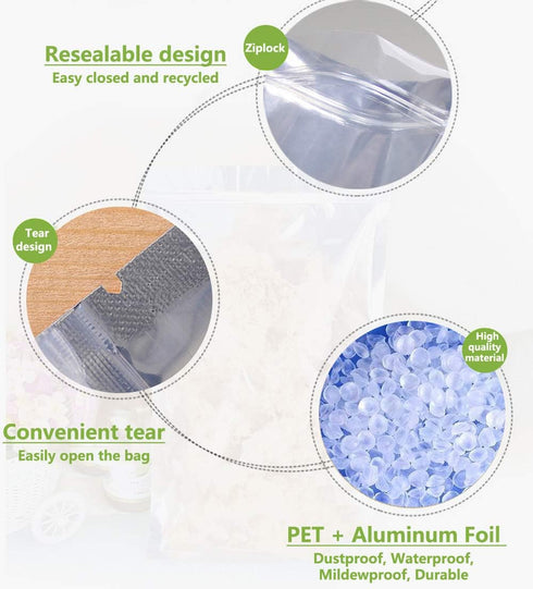 50 Pack Mylar Bags - 5.9x8.7 Inch Resealable Clear Zip Lock Food Storage Bags, Food Safe Plastic Aluminum Material - Silver...