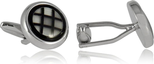Unique Checkerboard Black and Silver Cufflinks with Presentation Box...