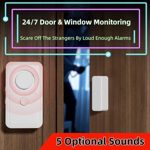 Wireless Personal Security Alarm Window and Door Sensor, 2 Pack, DIY Protection, Burgalar Alerts...