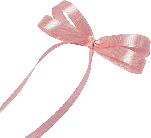 3/8 Inch Rose Gold Satin Ribbon, 25 Yards Bean Paste Pink Craft Fabric Ribbon for Gift Wrapping, Floral Bouquets, Christmas, Easter, Handmade Bows...