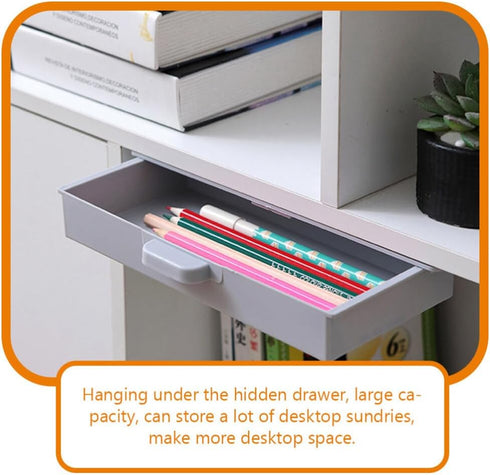 NUOBESTY 2Pcs Punch Storage Box hidden desk drawer under desk storage adhesive desk pencil tray self-stick storage organizer paste drawer for kitc...