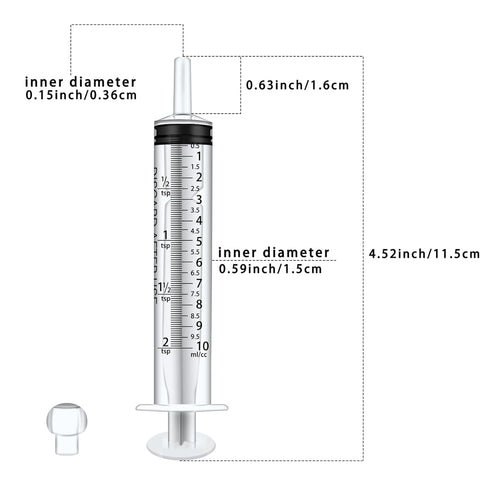 10pack 10ml Plastic Syringes with Measurement for Feeding Pets ,Liquid Scientific Labs,Watering,Dispensing Lip-gloss, without Needle with Cap...