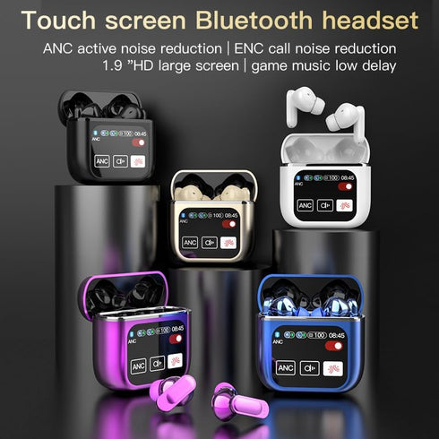 URIZONS ANC Noise Cancellation Message Notification Bluetooth in-Ear Earbuds - Multi-Functional Wireless in Ear finding Headphones with LCD Screen...