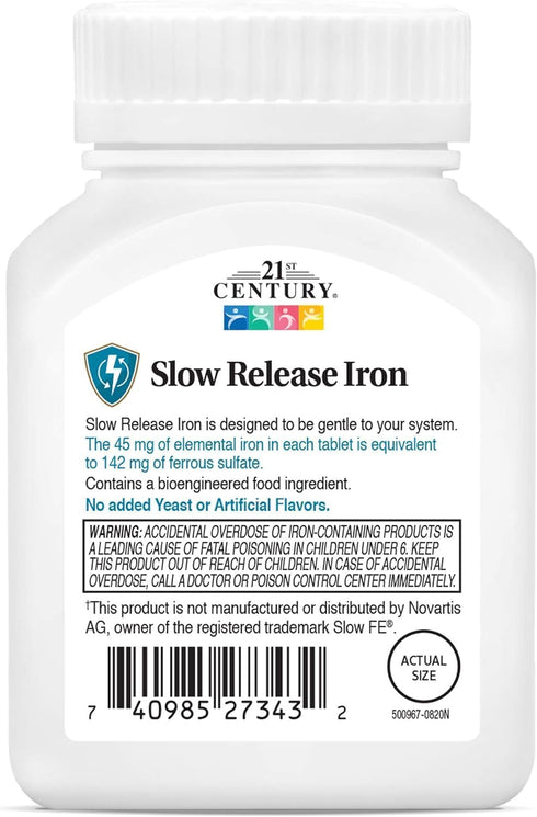 21st Century Slow Release Iron Tablets, 60 Count PACK OF 2 - Packaging May Vary...