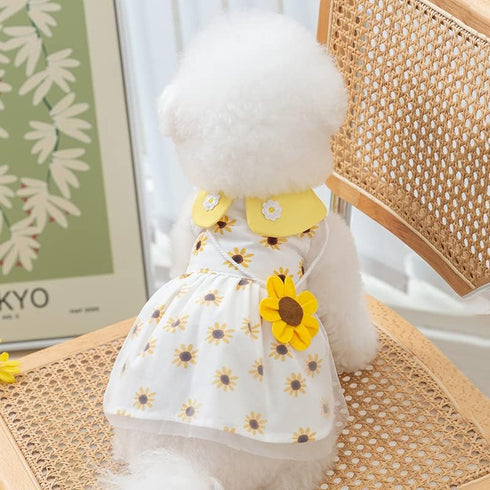 Dog Dresses, Summer Puppy Clothes Outfit Apparel for Small Girl Dogs Cats with Sunflower Decoration Female Cute Cat Skirt Pup Tutu Yorkie Clothing...