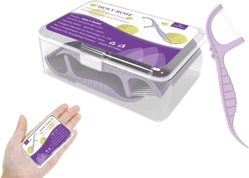 Holy rose Dental Floss Picks Portable Case with 50 Count Flossers,Holy rose Twin-Line Floss Sticks, Mint Flavor,Dual Action Clean Oral Perfect Too...