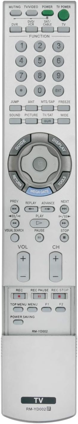 New Remote Control RM-YD002 RMYD002 Replace Compatible with Sony TV KDF-E50A12 KDFE42A10 KDL-V40XBR1 KDF-E42A11 KDFE50A10 KDF-E50A11...