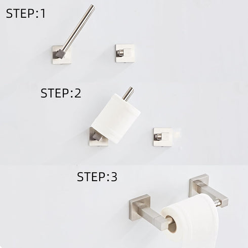 Toilet Paper Holder Wall Mount, Brushed Nickel Bathroom Toilet Paper Holder for SUS 304 Stainless Steel, Double Post Pivoting Square Toilet Paper ...