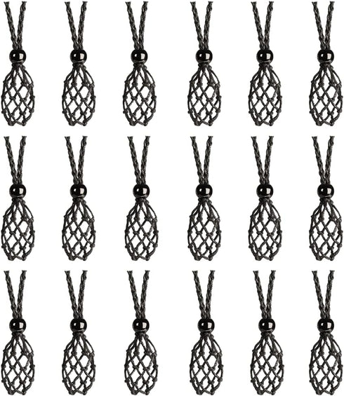 Anjiucc 18 Pieces Black Necklace Cord Empty Stone Holder Empty Necklace Holder Adjustable Cord Cage for DIY Jewelry Making Accessories...