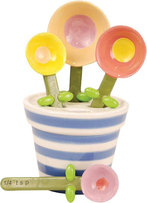180 Degrees Flower Pot Measuring Spoon Baking Set, Ceramic...