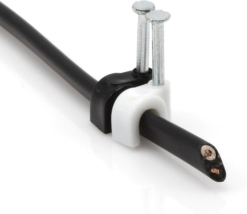 THE CIMPLE CO - Single Coaxial Cable Clips, Cat6, Electrical Wire Cable Clip, 1/4 in (6 mm) Nail Clip and Fastener, White (50 Pieces per Bag)...