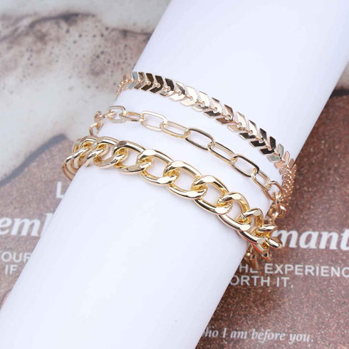 Bohemian Layered Anklet Gold Paperclip Chain Ankle Bracelet Fishbone Chain Anklets Adjustable Chunky Anklet Summer Beach Foot Chain Jewelry for Wo...