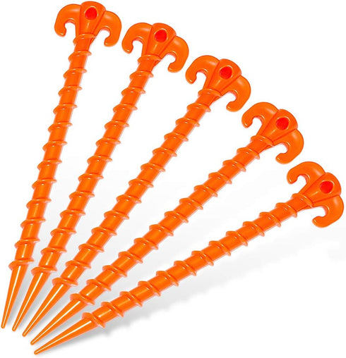 Spiral Plastic Tent Stakes 15 Pack - 10 Inch Heavy Duty Beach Tent Pegs Canopy Stakes - Essential Gear for Camping, Backpacking, Gardening and Mor...