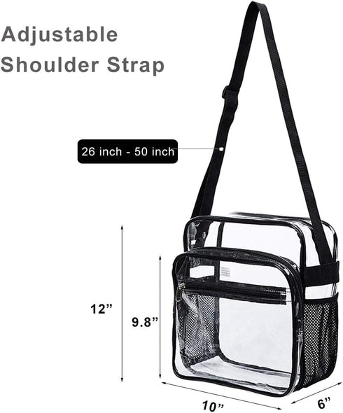Clear Bag Stadium Approved, Clear Crossbody Messenger Shoulder Bag with Adjustable Strap for Concerts, Sports Events...
