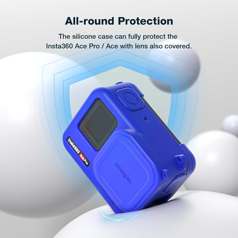 Silicone Case Lens Cap for Insta360 Ace Pro, ShockProof Protective Silicone Case Lens Cap with Anti Lost Strap and Lanyard Black...