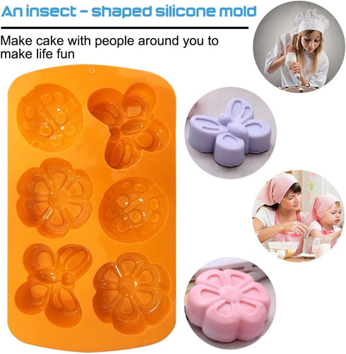 2 Pcs Insect shape Silicone Trays, SENHAI 6-Cavity 3D Dragonfly Butterfly Ladybug shape Cake Baking Molds, DIY Soap Handmade Muffin Biscuit Cookie...