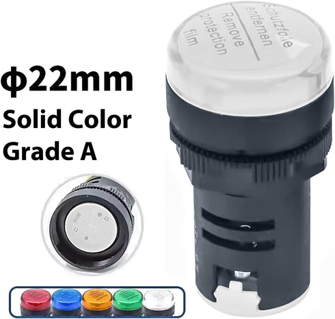 5Pcs Indicator Light AC/DC 24V, 22mm Panel Mount, for Electrical Control Panel, HVAC, DIY Projects White...