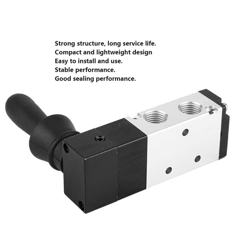 Pneumatic Manual Control Valve 5 Port 3 Position Hand Lever Valve 0~0.8Mpa Pneumatic Air Hand Lever Operated Valve Solenoid Valve, (Inlet PT1/4) (...