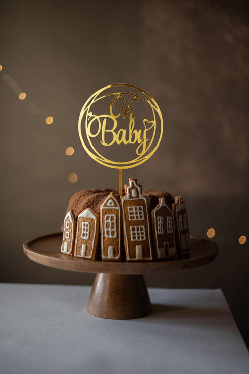 6Pcs Oh Baby Cake Topper Gold Acrylic Baby Shower Cake Decorations for Baby Girl Boy Birthday Cake Party Supplies Cake Toppers...