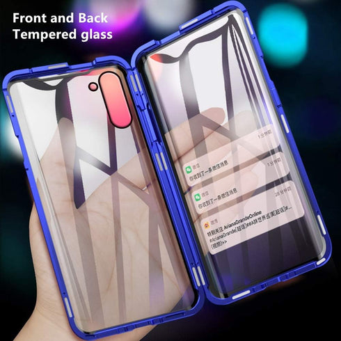 Jonwelsy Compatible with Samsun Galaxy Note 10+ 5G (6.8 inch) Case, 360 Degree Front and Back Transparent Tempered Glass Cover, Strong Magnetic Ad...